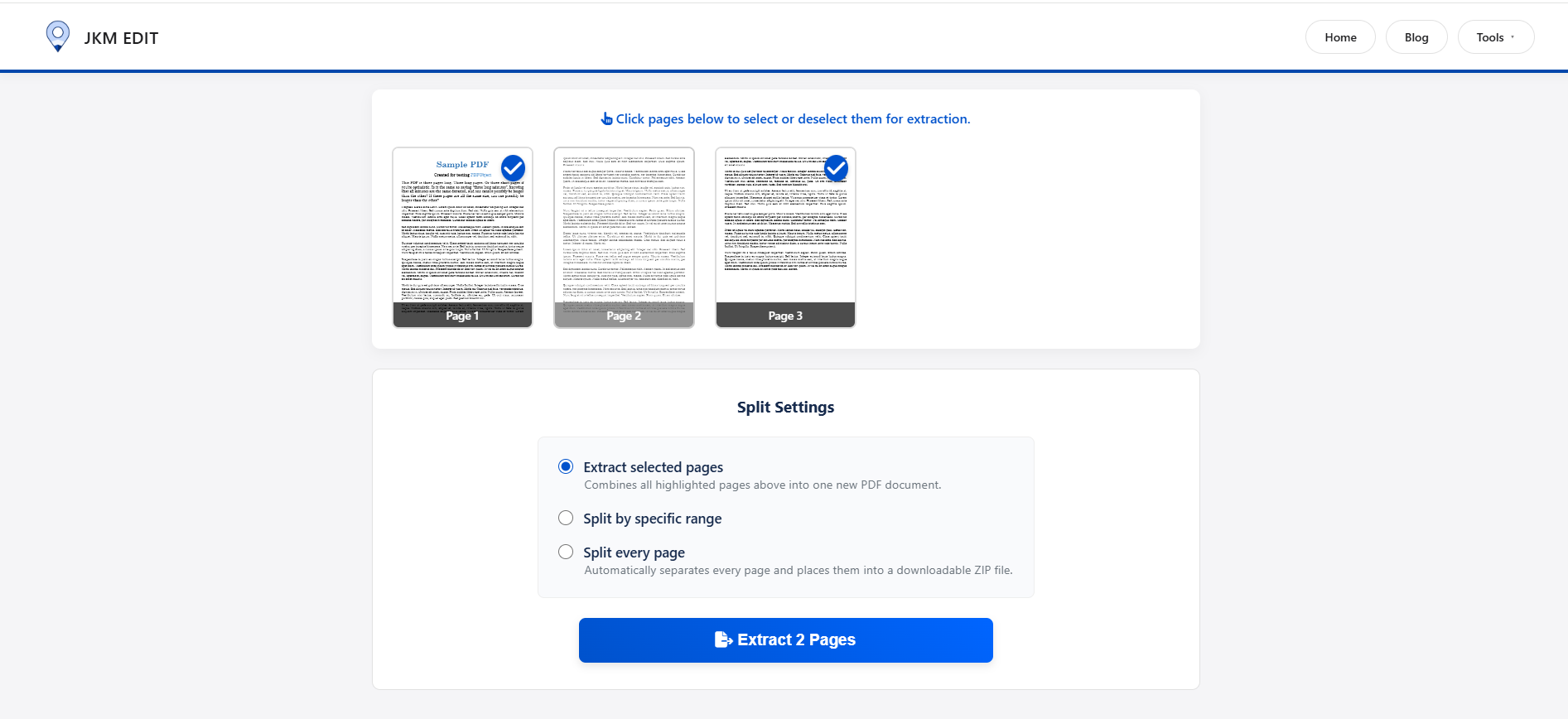 Upload interface showing file selection