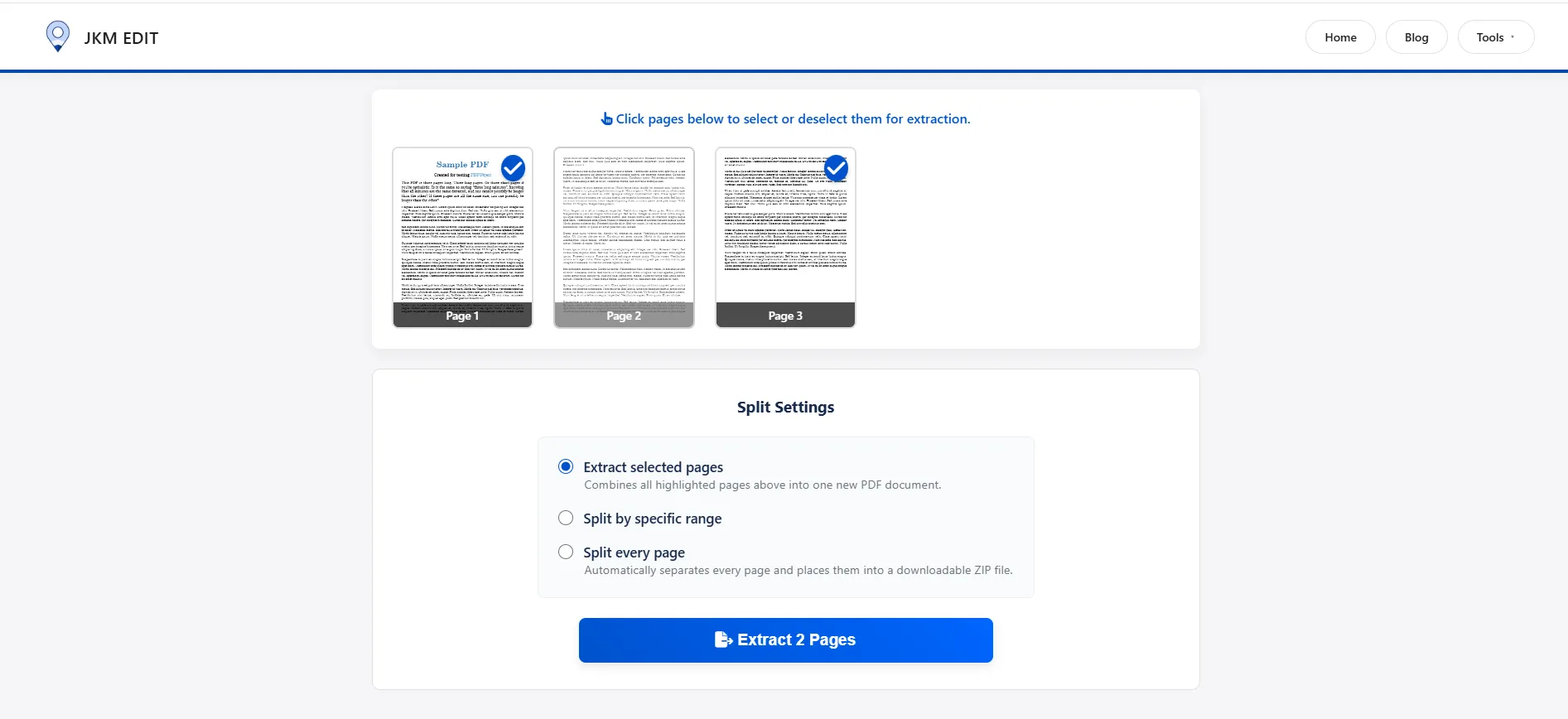Upload interface showing file selection