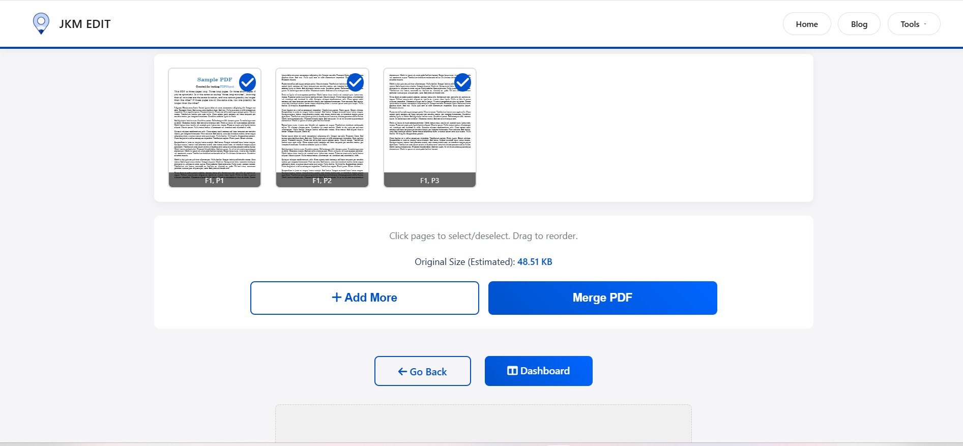 Step 1: Uploading files to the merge tool interface