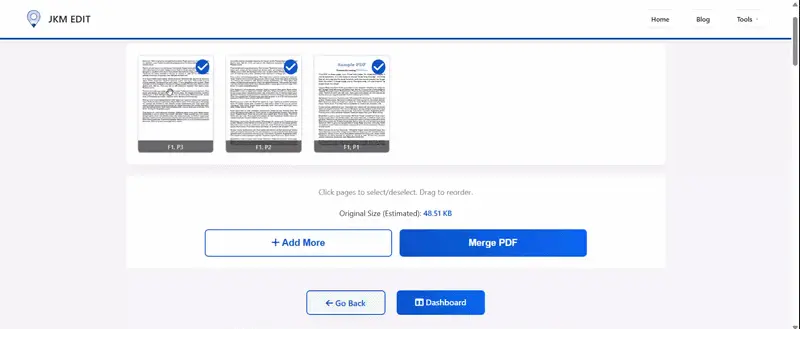 Step 2: Dragging and dropping PDF files to arrange order
