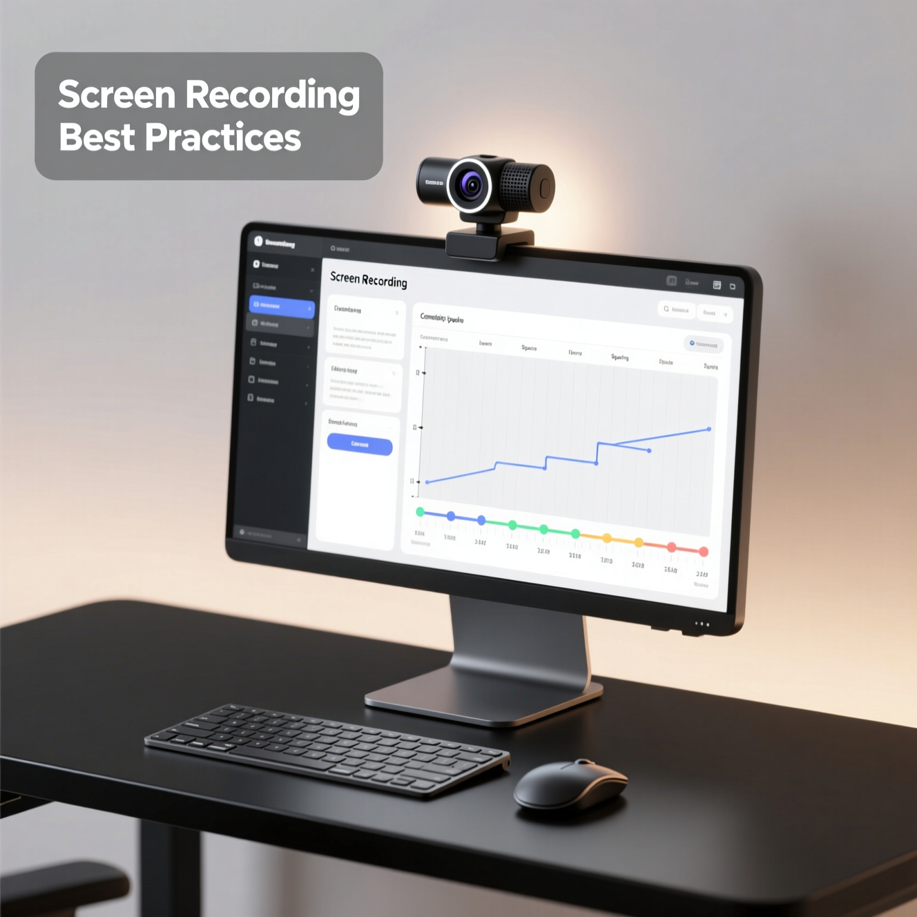 A clean digital workspace illustrating good screen recording practices, featuring a decluttered desktop and structured presentation format.